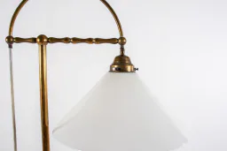 Vintage Brass Floor Lamp with Milk Glass Shade
