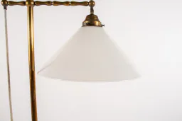 Vintage Brass Floor Lamp with Milk Glass Shade