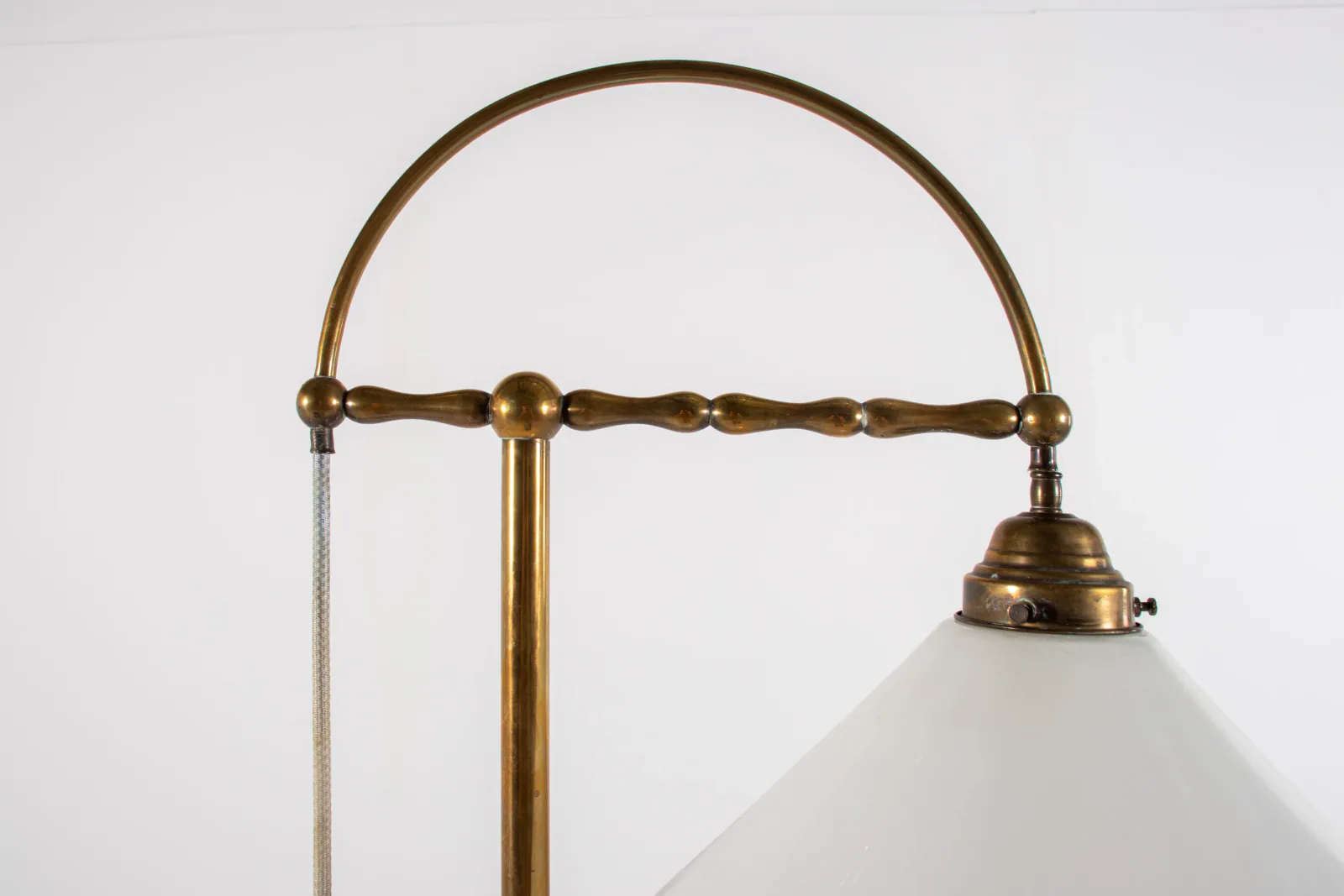 Vintage Brass Floor Lamp with Milk Glass Shade