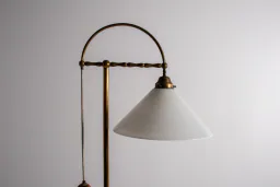 Vintage Brass Floor Lamp with Milk Glass Shade