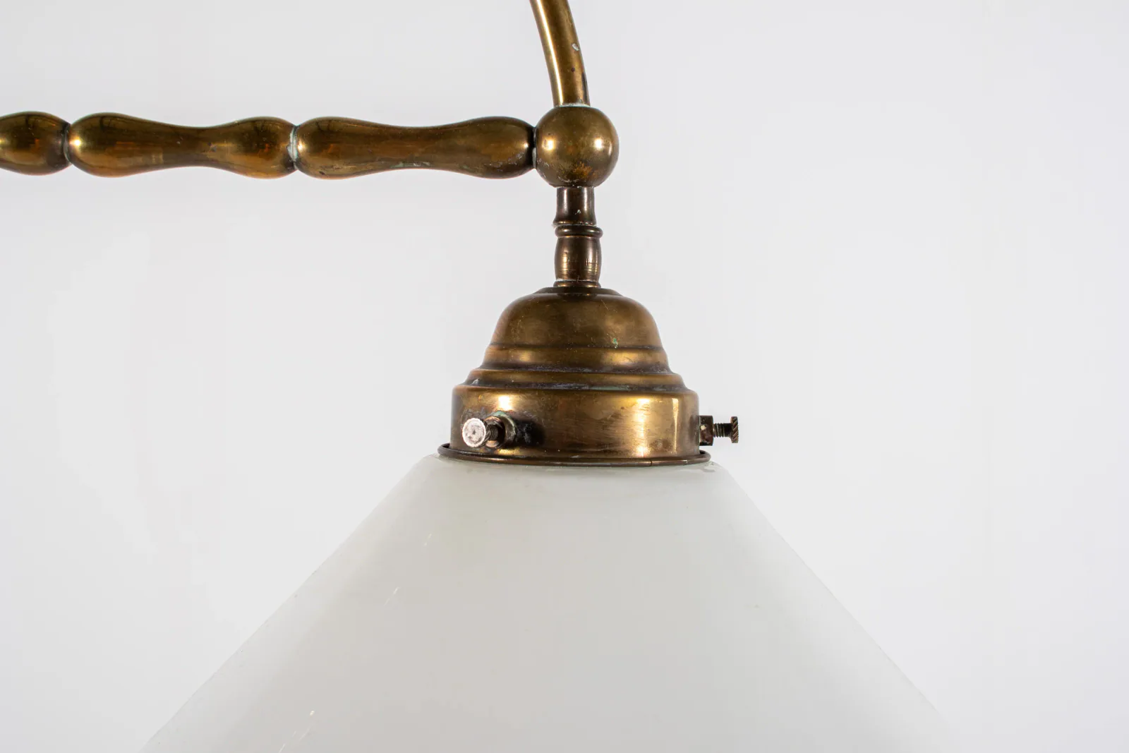 Vintage Brass Floor Lamp with Milk Glass Shade