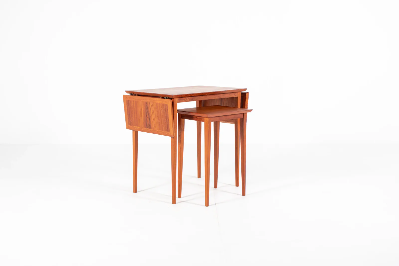 Vintage Scandinavian Nesting Table Set with Extendable Design, Denmark, 1960s