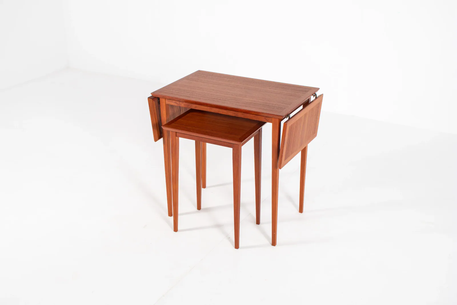 Vintage Scandinavian Nesting Table Set with Extendable Design, Denmark, 1960s