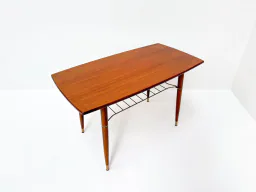 Mid-Century Modern Teak Coffee Table with Brass-Capped Feet