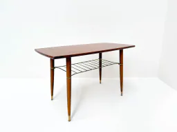 Mid-Century Modern Teak Coffee Table with Brass-Capped Feet