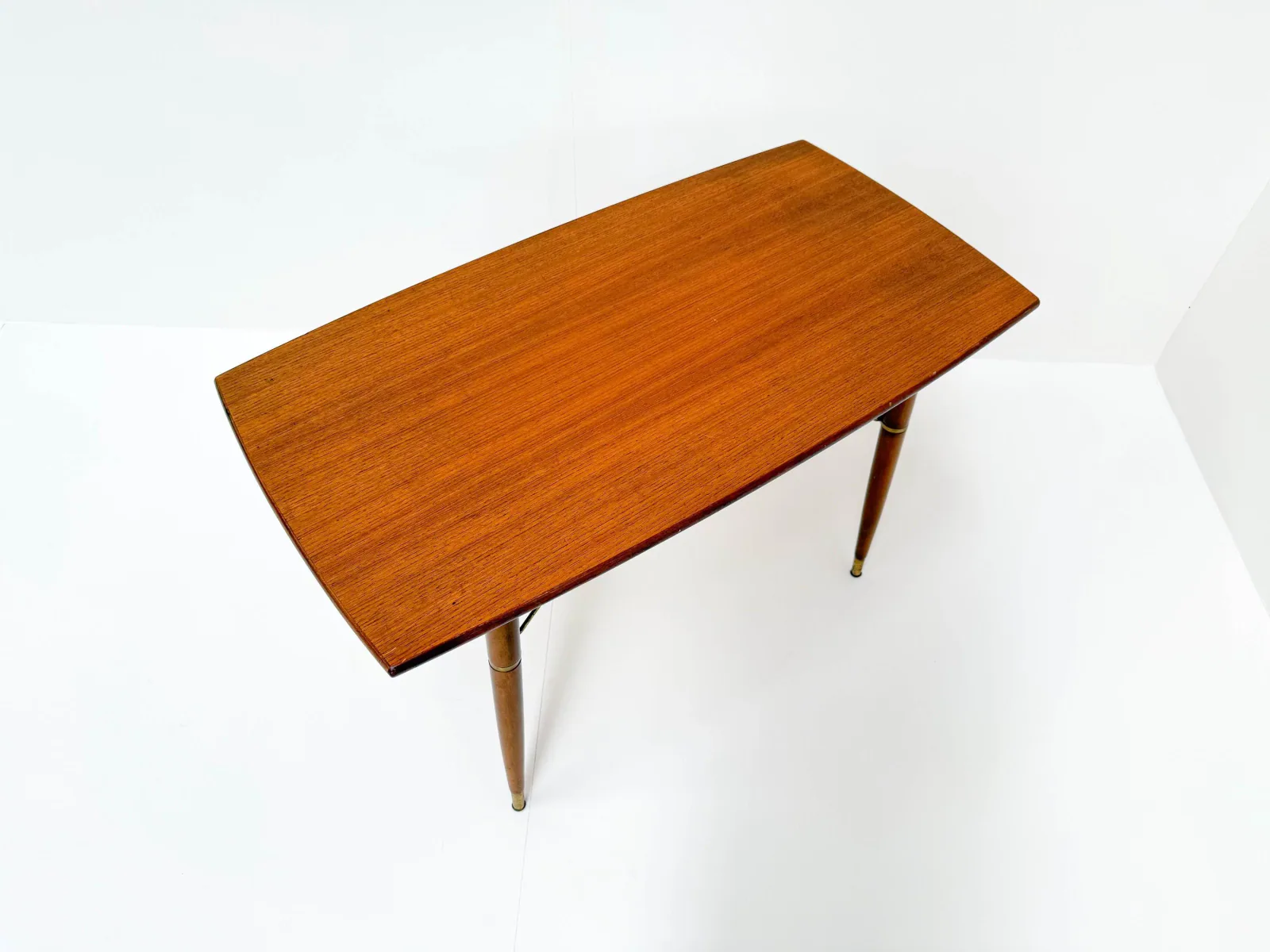 Mid-Century Modern Teak Coffee Table with Brass-Capped Feet