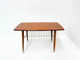 Mid-Century Modern Teak Coffee Table with Brass-Capped Feet