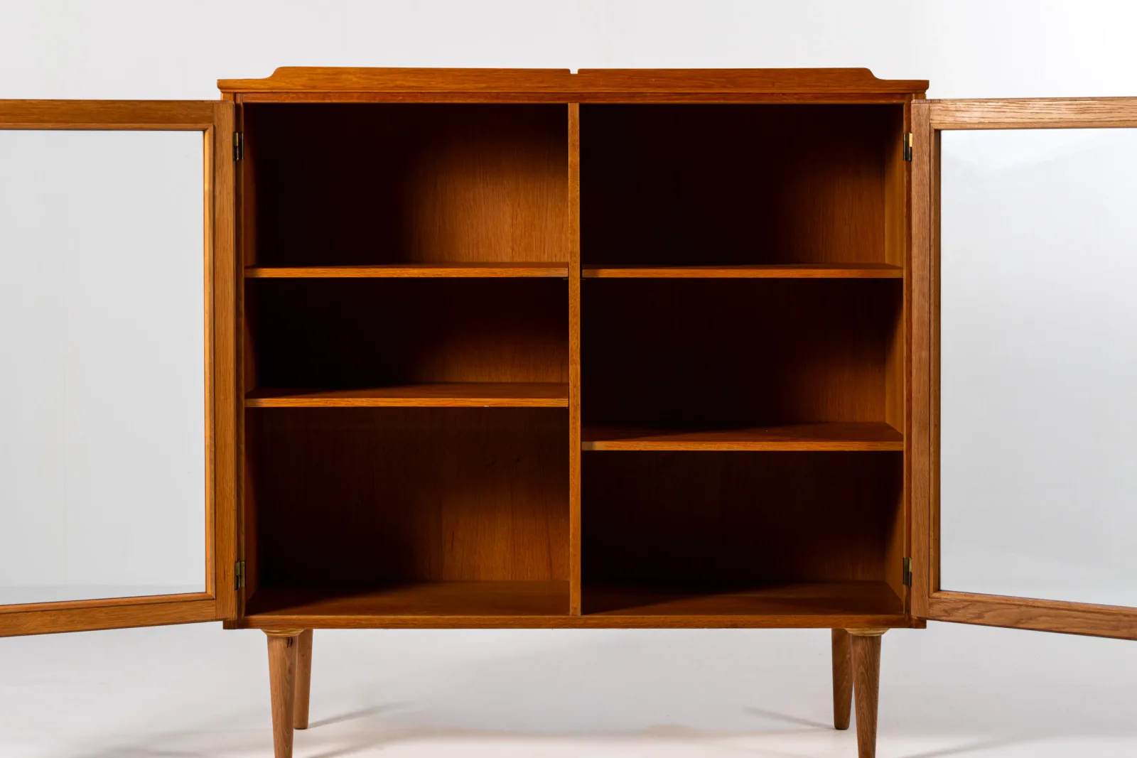 1960s Danish Oak Display Cabinet with Glass Doors