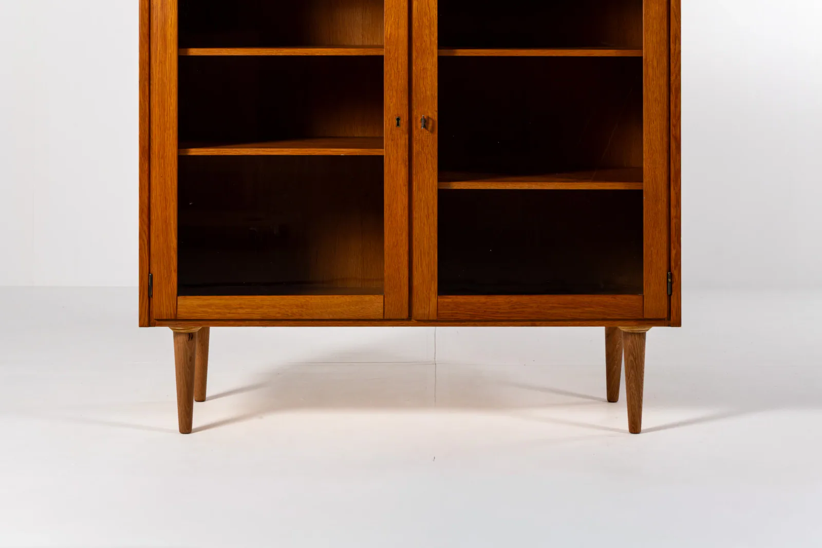 1960s Danish Oak Display Cabinet with Glass Doors