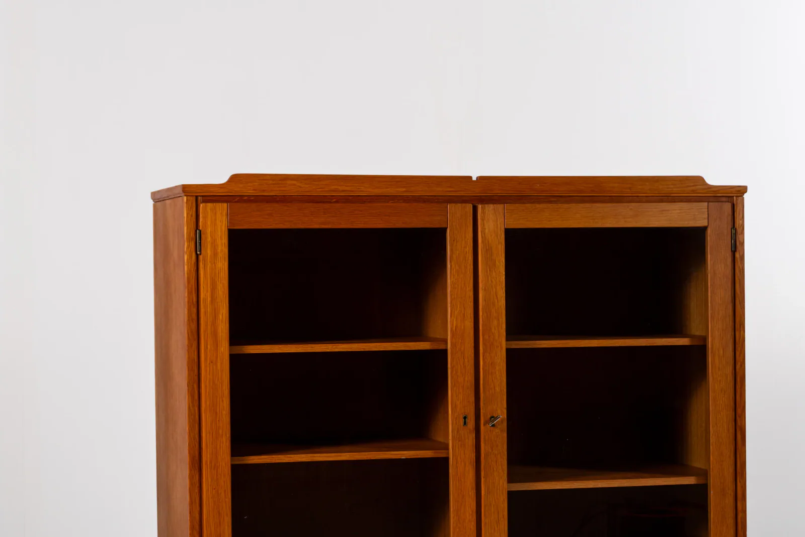 1960s Danish Oak Display Cabinet with Glass Doors