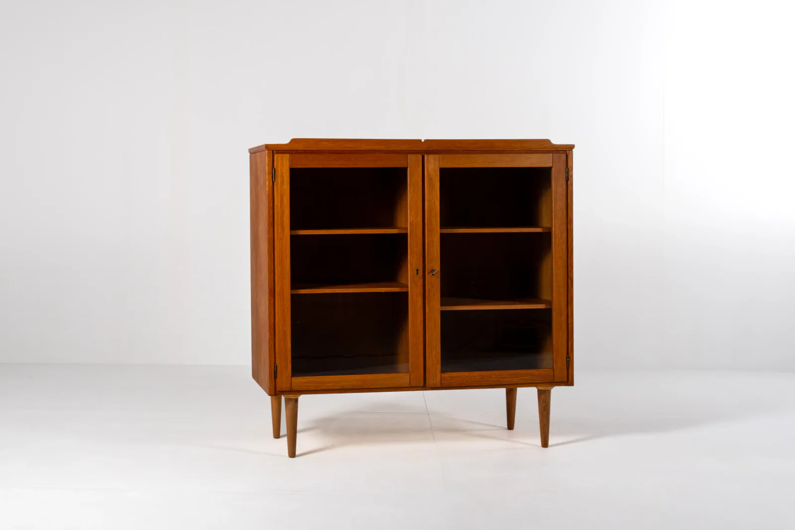 1960s Danish Oak Display Cabinet with Glass Doors