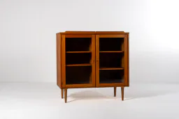1960s Danish Oak Display Cabinet with Glass Doors