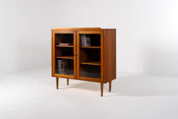 1960s Danish Oak Display Cabinet with Glass Doors