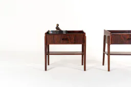 Pair of Danish Mid-Century Rosewood Bedside Tables with Drawer and Shelf, 1960s