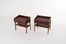 Pair of Danish Mid-Century Rosewood Bedside Tables with Drawer and Shelf, 1960s