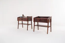 Pair of Danish Mid-Century Rosewood Bedside Tables with Drawer and Shelf, 1960s