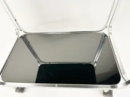 1970s Mid-Century Bar Cart with Black Glass Shelves