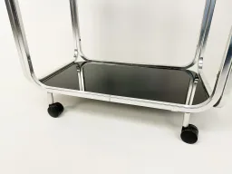 1970s Mid-Century Bar Cart with Black Glass Shelves